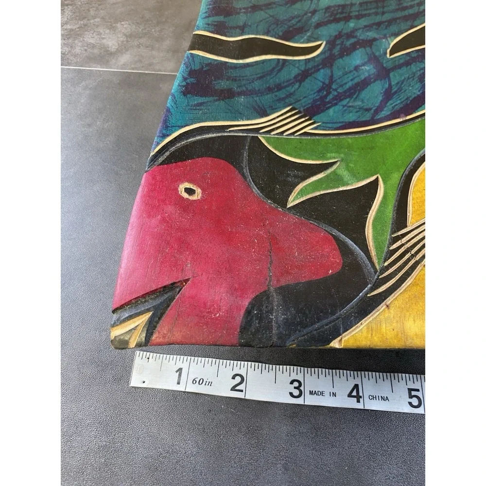 Tropical Fish Hand Painted Wooden Serving Bowl